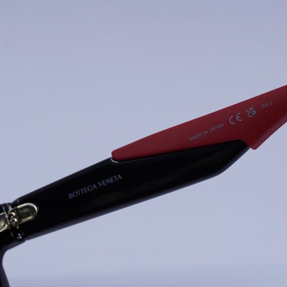 Bottega Veneta BV1234S 004 Sunglasses Shiny Black/Red Shield Frame, Red Lenses - Picture 7 of 10
